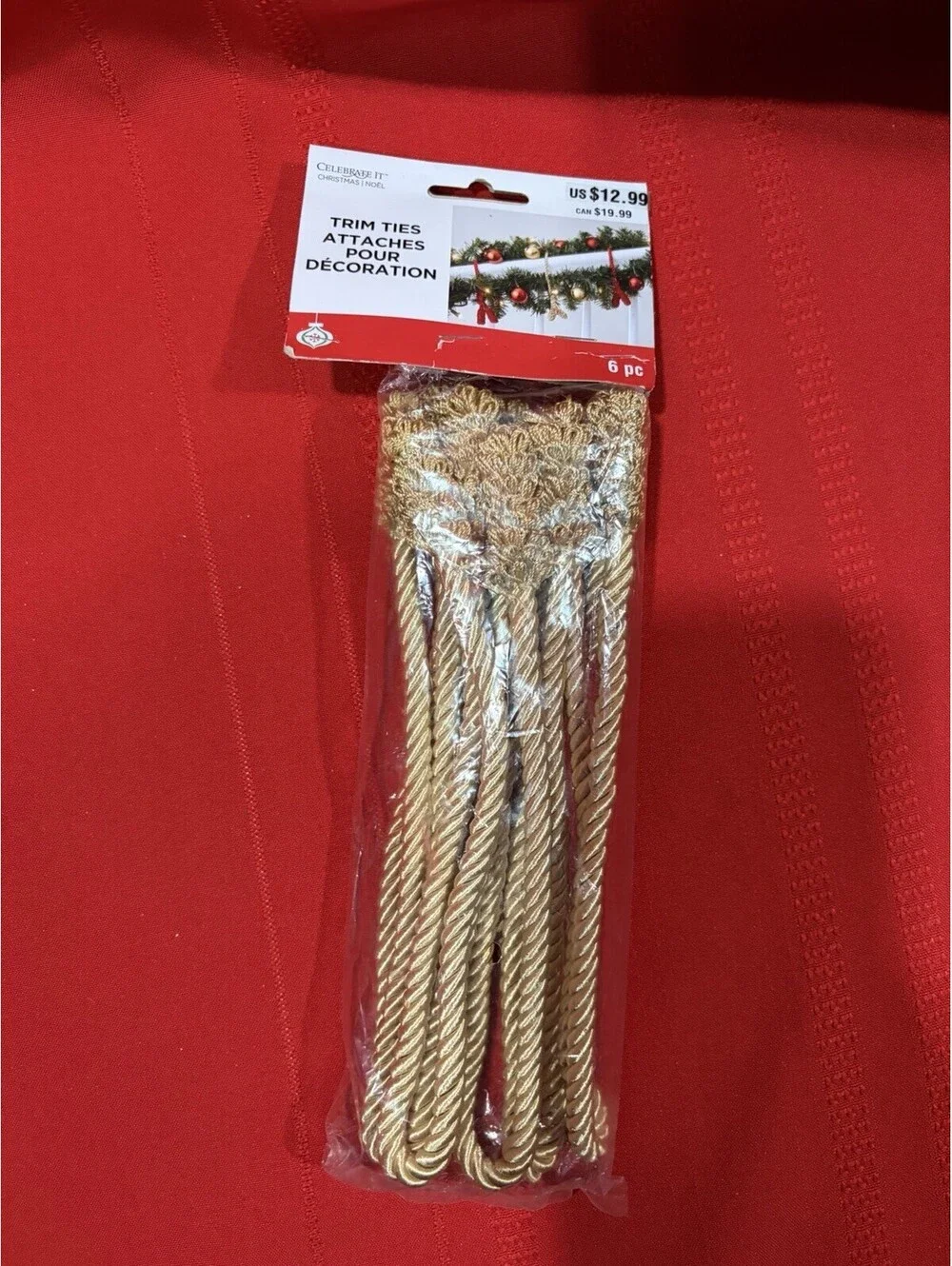 Christmas Decorative Twist Ties (pack of 6)  Gold